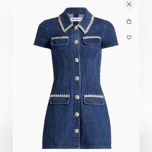 Self-Portrait Denim Dress with Pearl Details